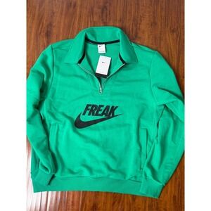 NWT NSW Giannis FREAK Standard Issue 1/4 Zip Basketball Top Green SZ L